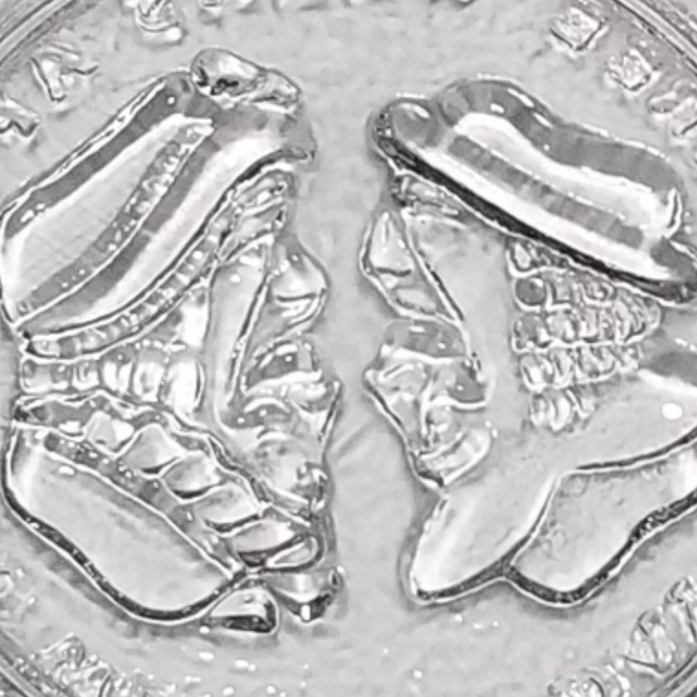 EAPG Mini Clear Glass Plates Westmoreland The Wedding Day & Hearts & Lyre 1930 - Picture 6 of 8